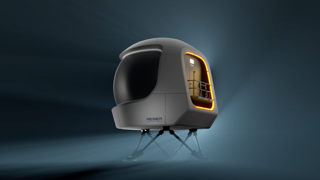 Rendering des REISER Full Flight Simulator 11ft Mothership auf dem Motion-System