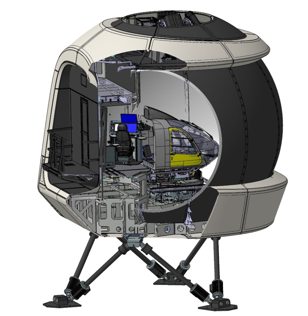 CAD section through the 11 ft Mothership as the central platform of the Full Flight Simulator