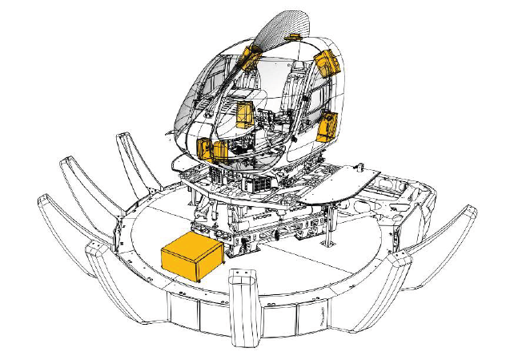 CAD view of the cockpit with the Audio System components highlighted