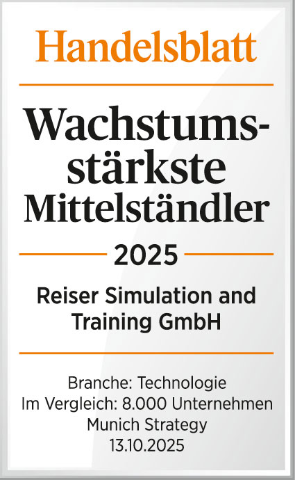 Handelsblatt-Siegel: Wachstumsstärkste Mittelständler 2025 – Reiser Simulation and Training GmbH