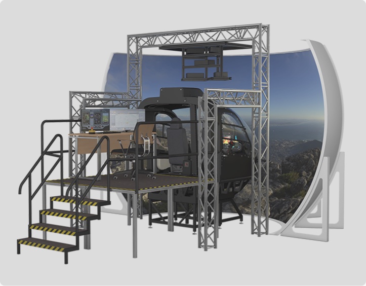 Flight Training Device with truss structure, stairs and projection screen