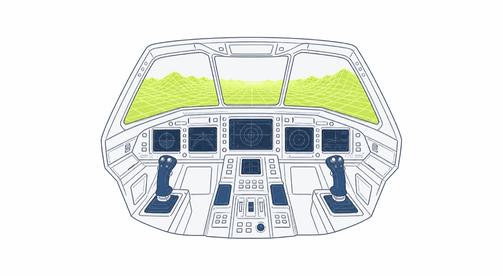 Training solution, cockpit window into the simulation