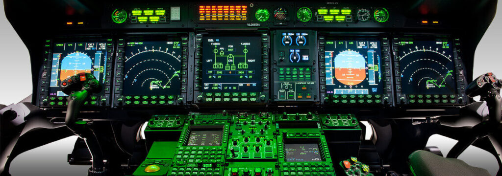 NH90 simulator cockpit with avionics