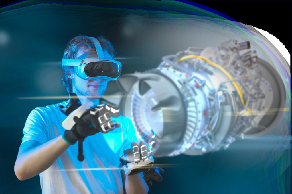VR maintenance trainer with an engine hologram