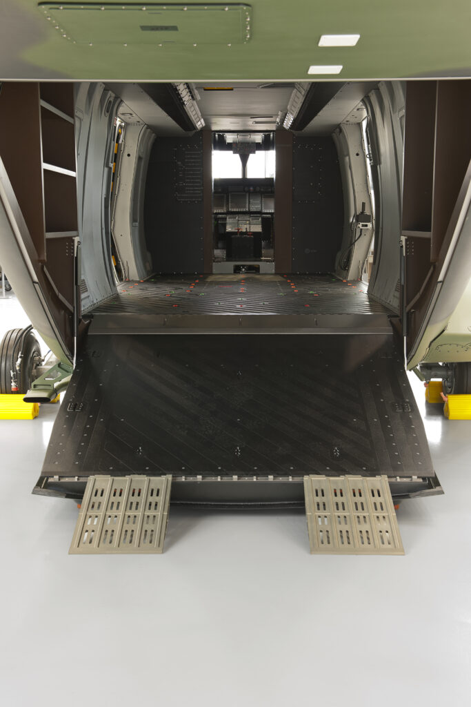 Cargo cabin and rear ramp of an NH90