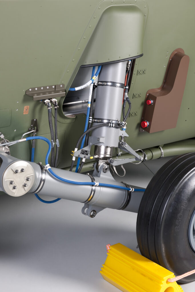 Landing gear and suspension of an NH90, detail view